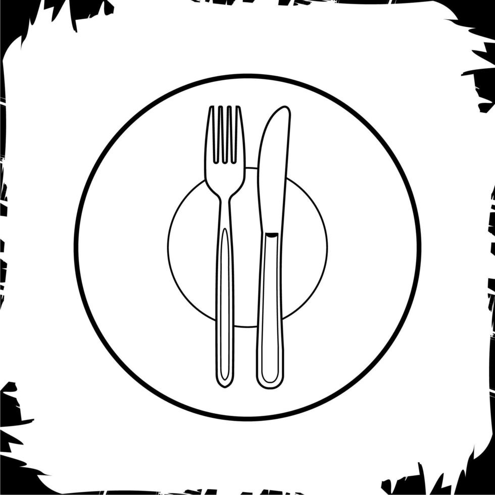 vector objetos ilustración icono cuchara mesa cuchillo placa