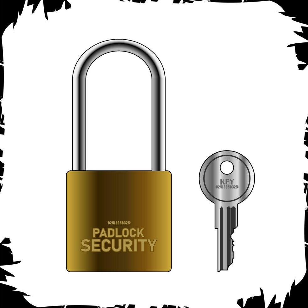 Vector objects illustration key padlock Full Color