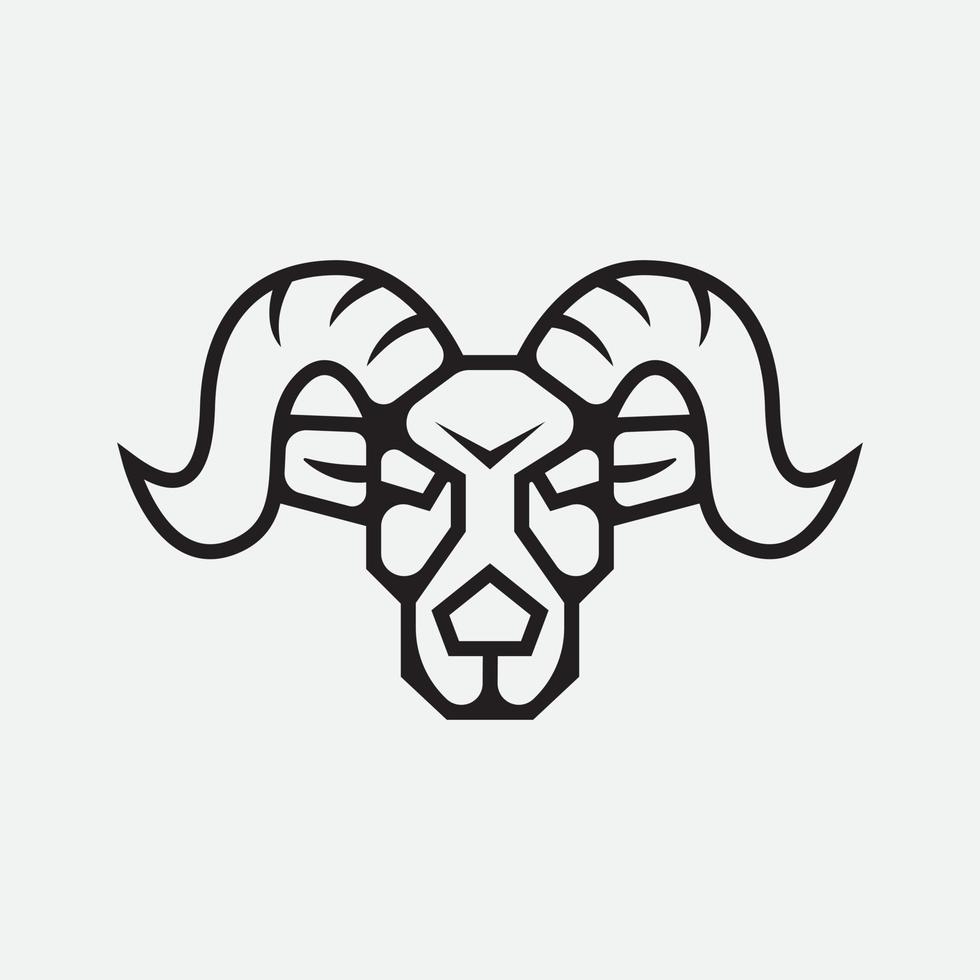 Aries Goat Head Tattoo Logo Concept vector
