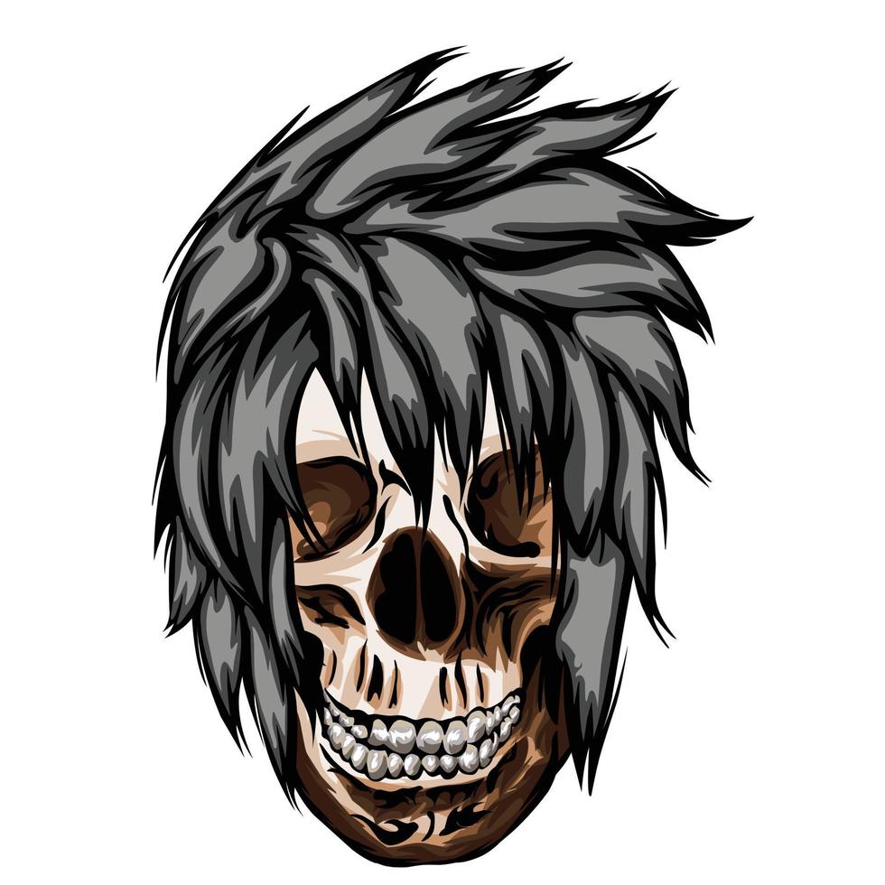 skull and hair Vector  white background