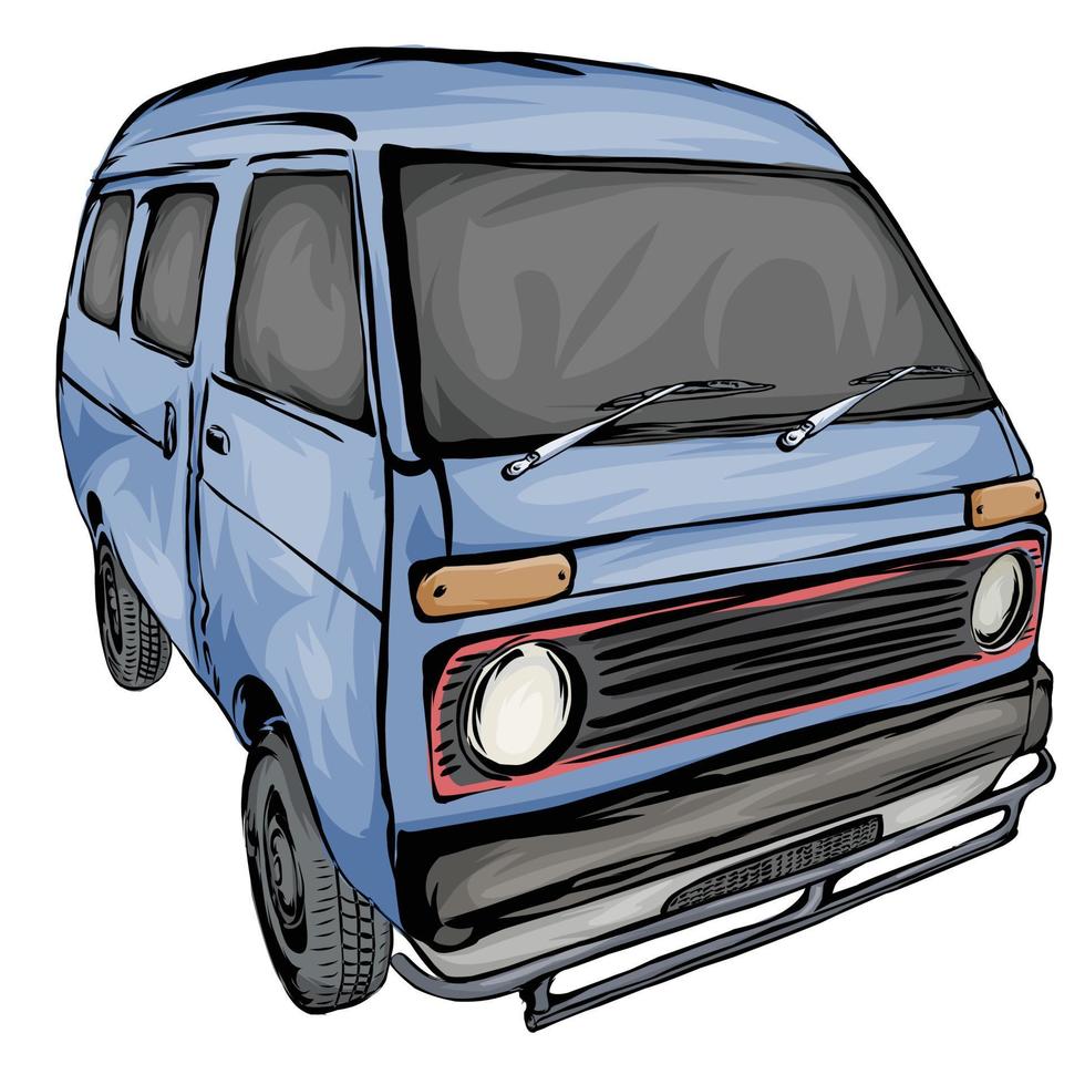 blue mini van vector White background