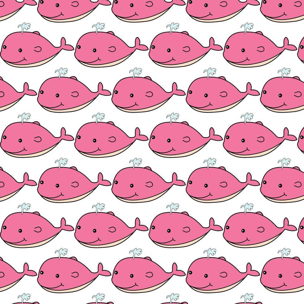 Pink Whale cartoon pattern seamless background vector