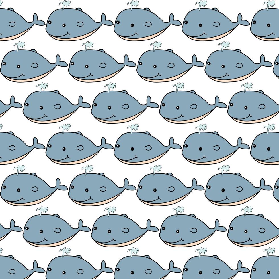 Blue Whale cartoon pattern seamless background vector