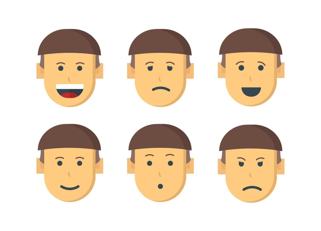 Set flat character face expressions vector