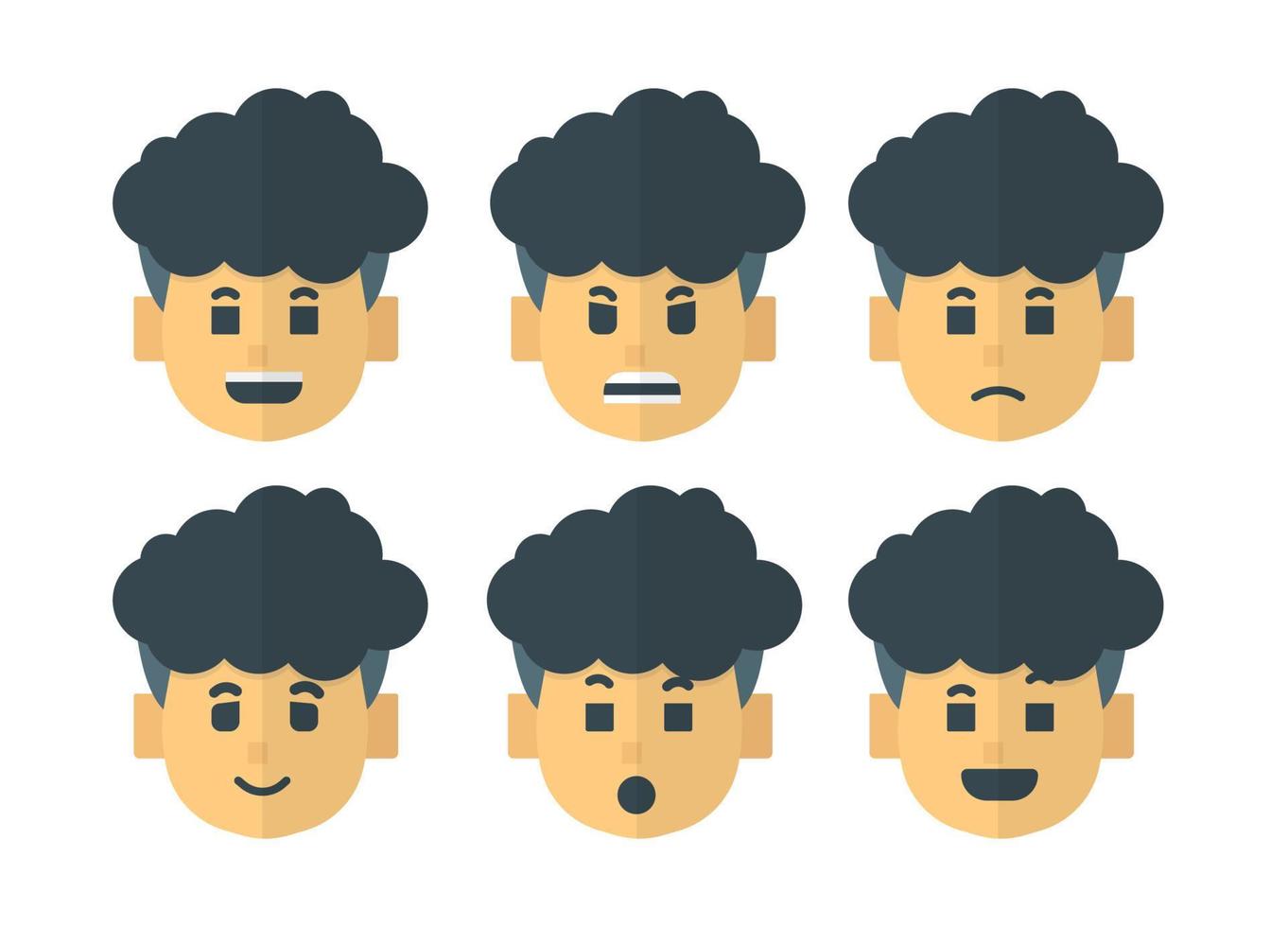 Set flat character face expressions vector