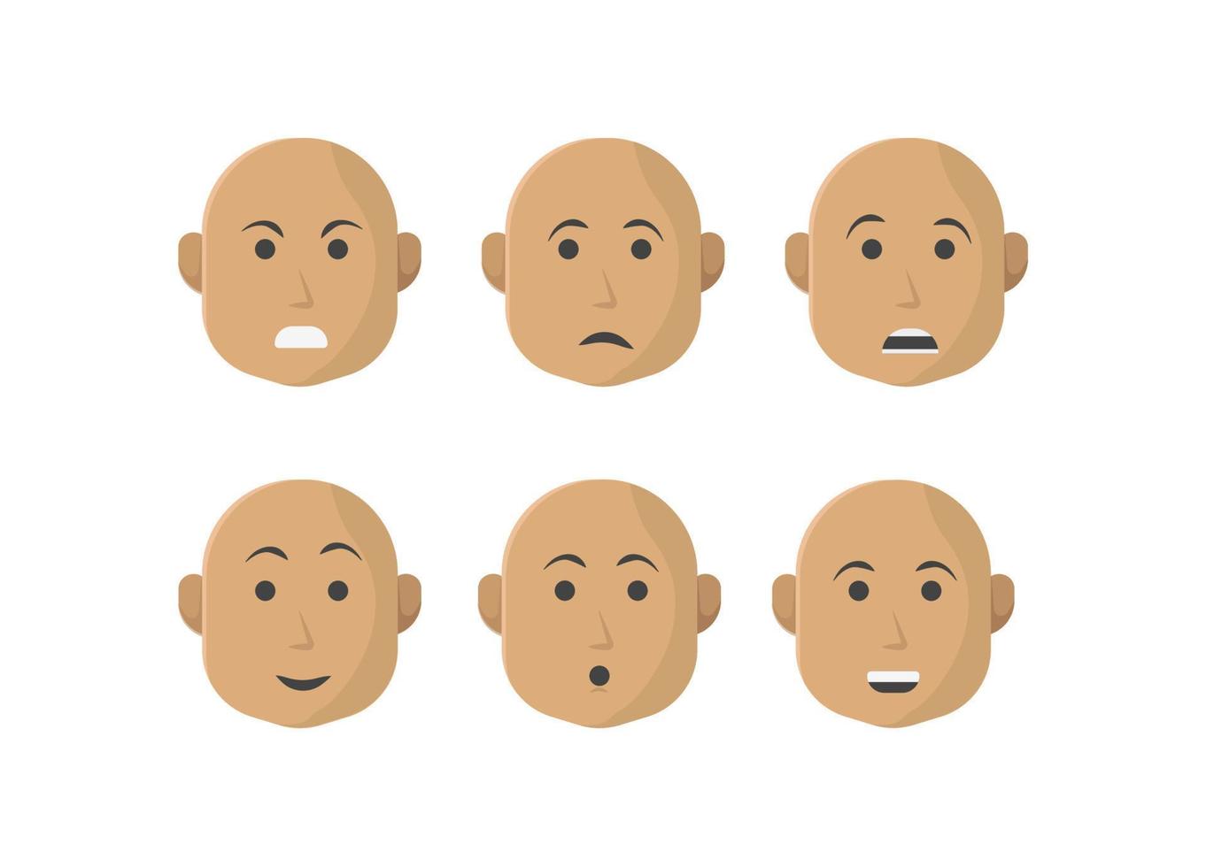Set flat character face expressions vector