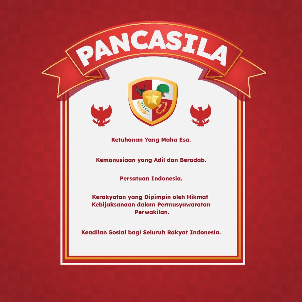 Selamat hari pancasila means happy pancasila day the symbol of the republic of indonesia vector