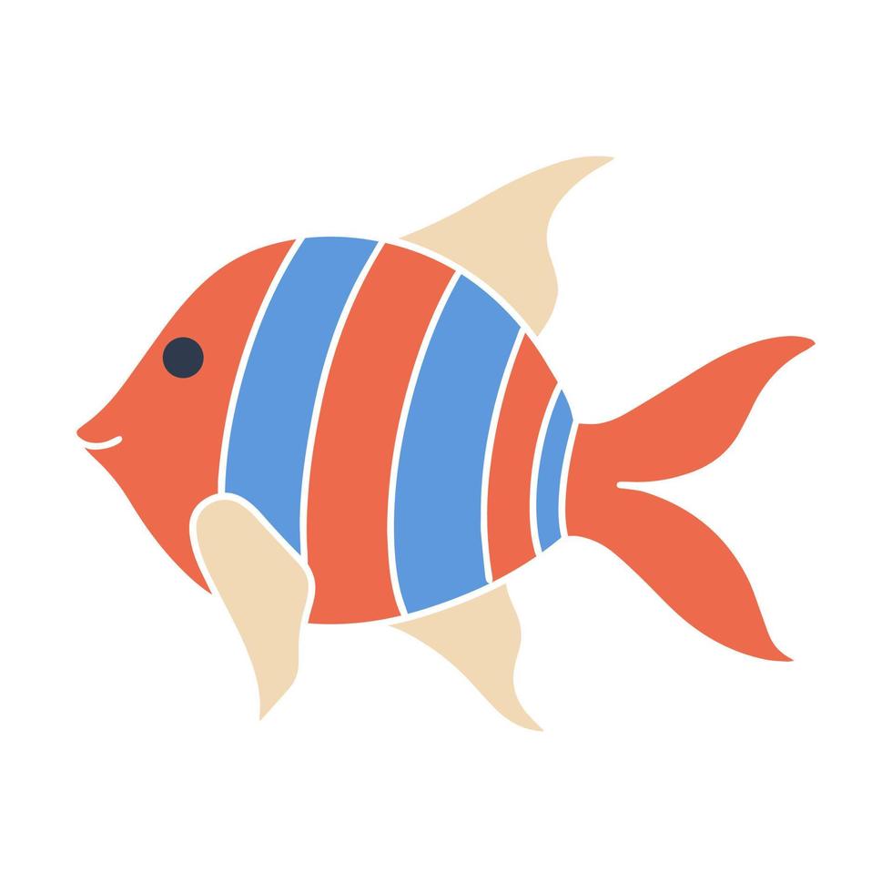 Striped colored fish baby character vector