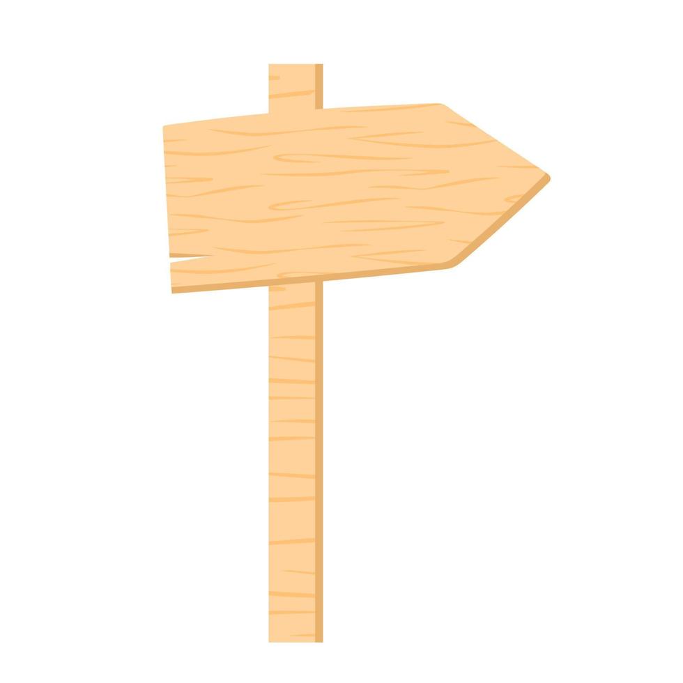 Wooden plate pointer on column isolated object vector
