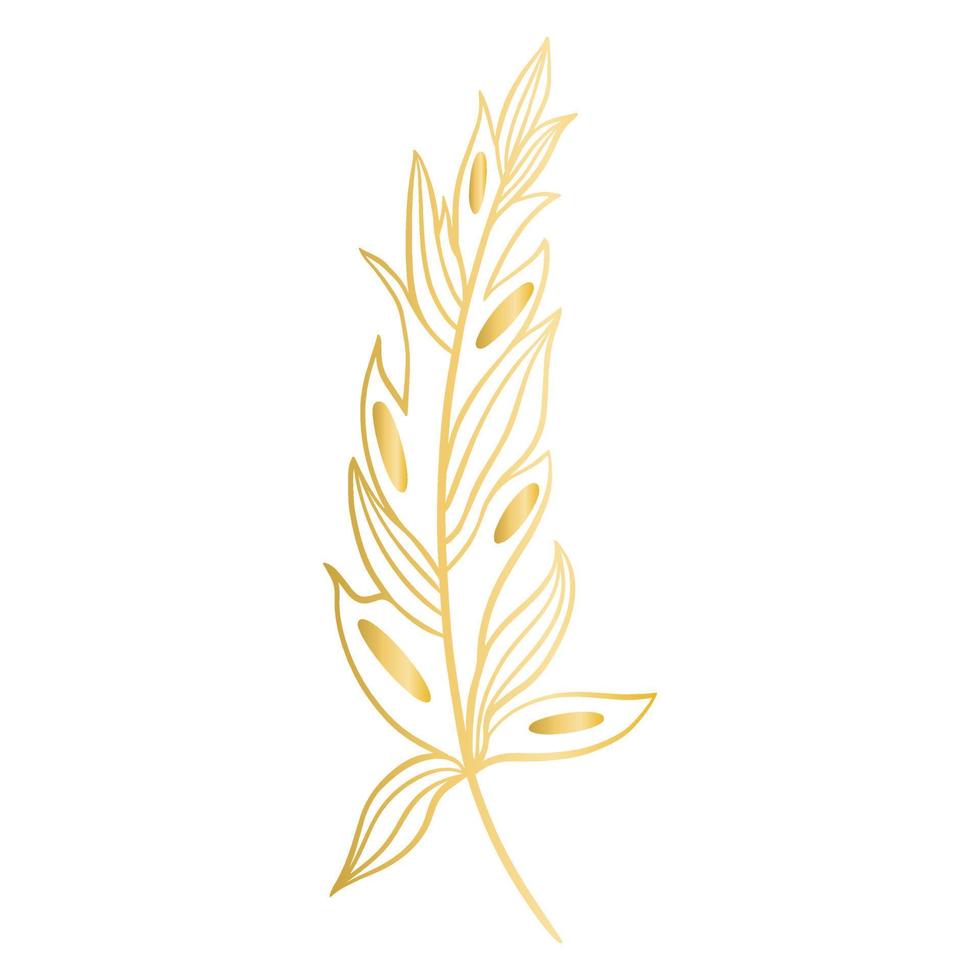 Luxury golden feather isolated vector illustration