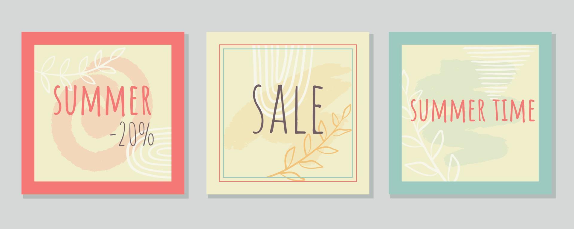 Summer sale abstract template set vector