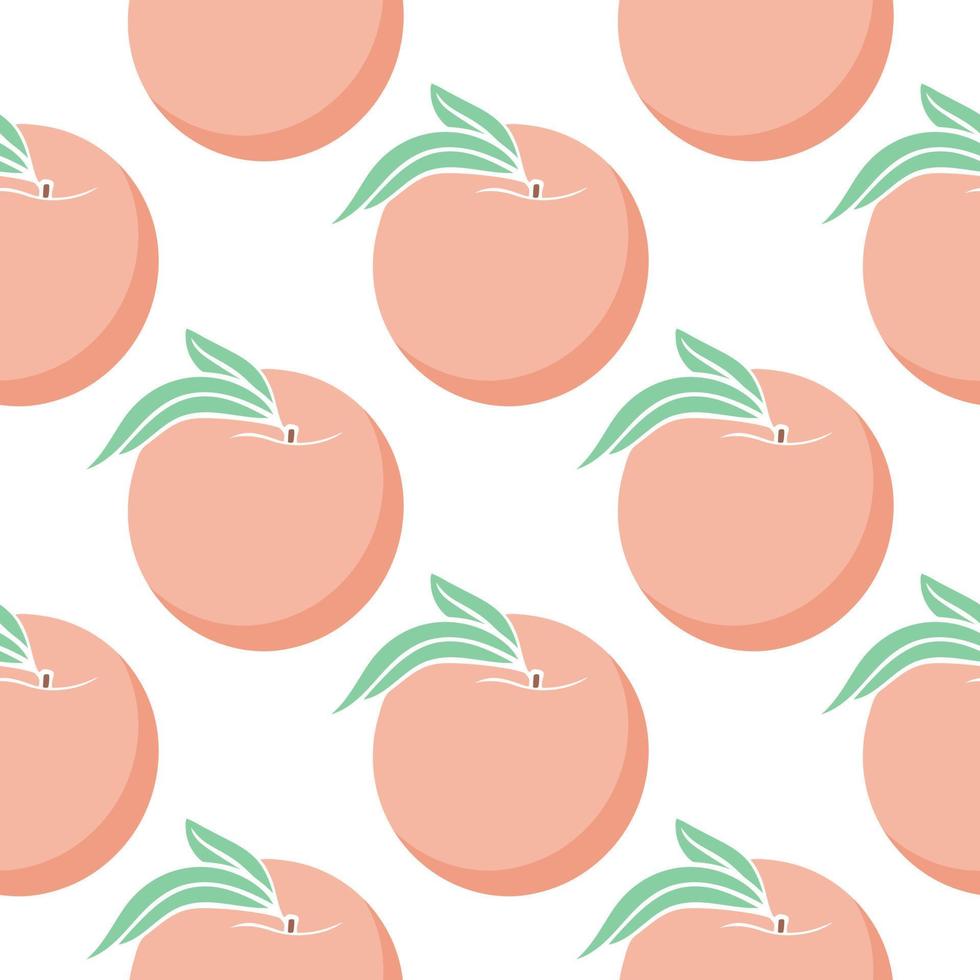 Colored peaches on white background simple seamless pattern vector