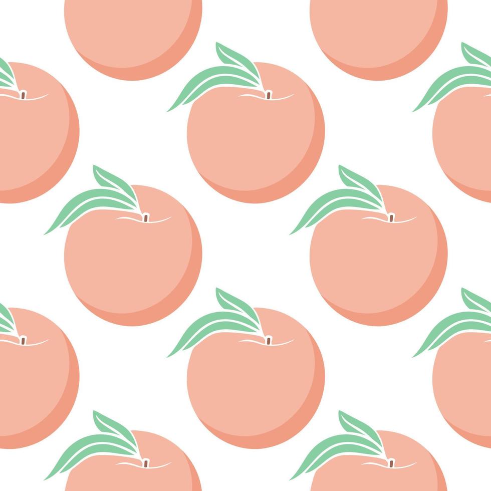 Colored peaches on white background simple seamless pattern vector