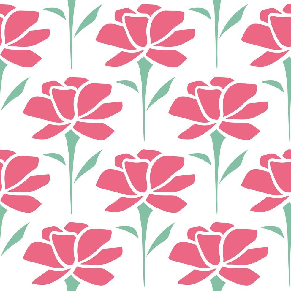 Pink flowers repeat seamless summer pattern vector