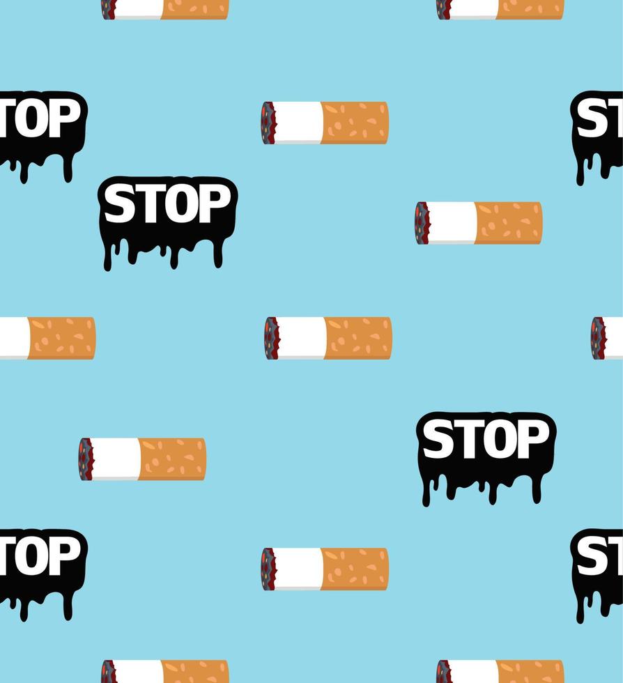 Stop Smoking of Cigarette butt seamless pattern vector