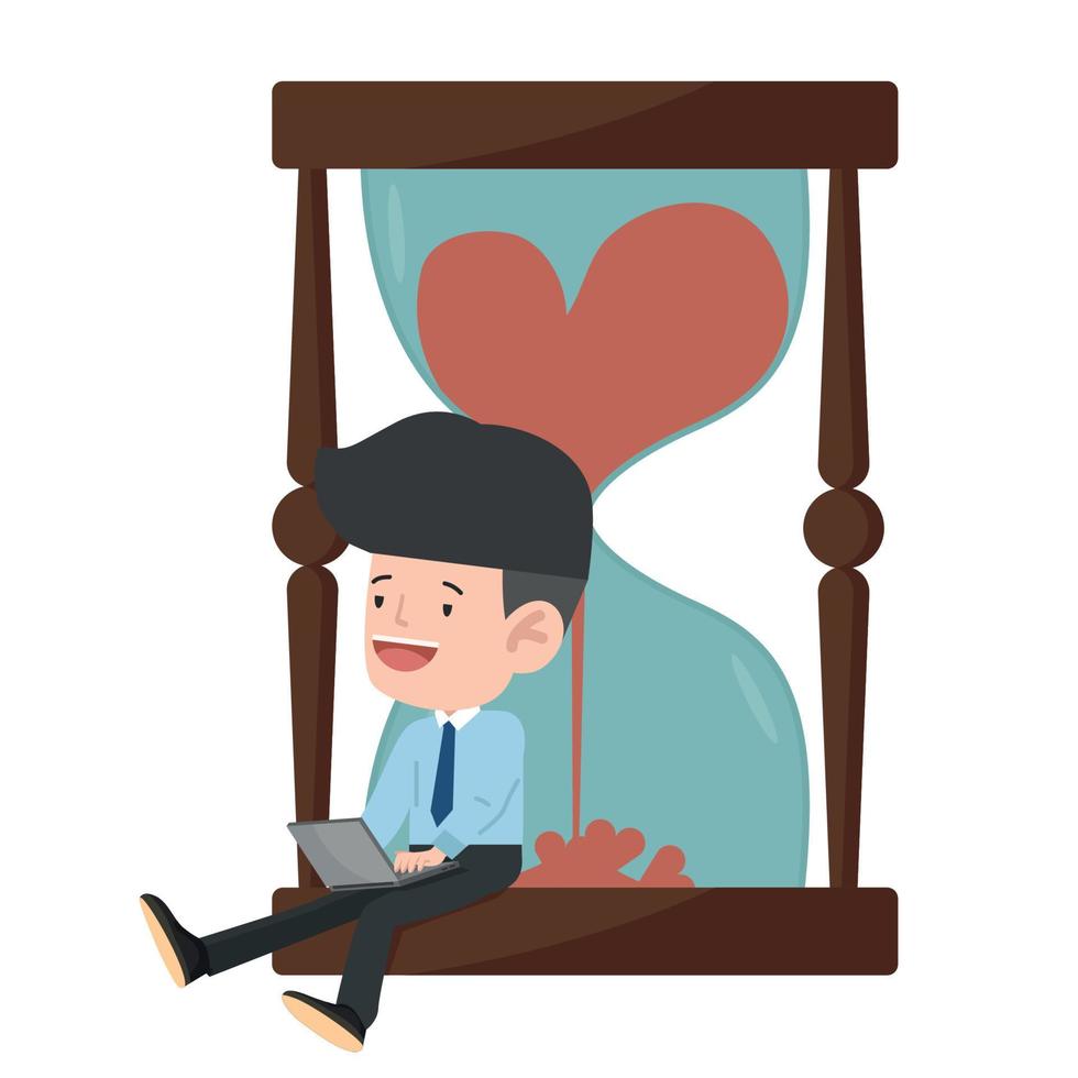businessman on hourglass Work time vector
