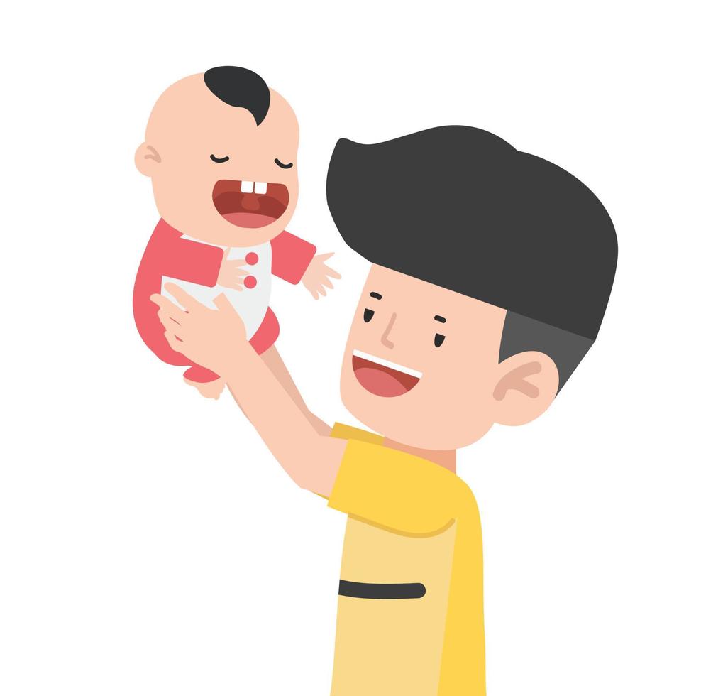Father Holding Baby with a smile vector