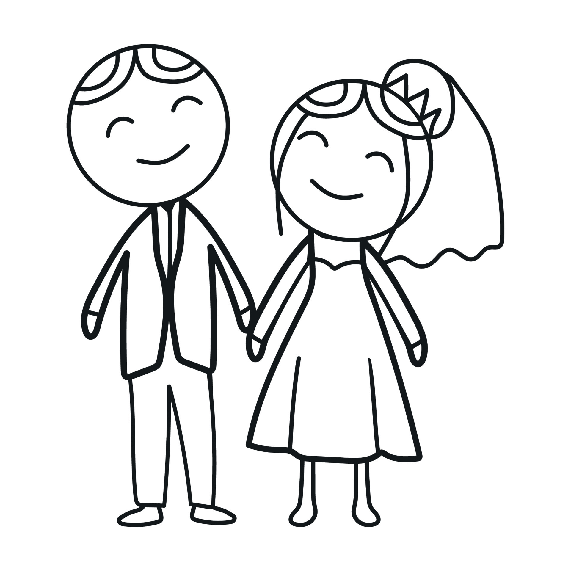 Cartoon doodle Wedding couple Romantic 8100897 Vector Art at Vecteezy