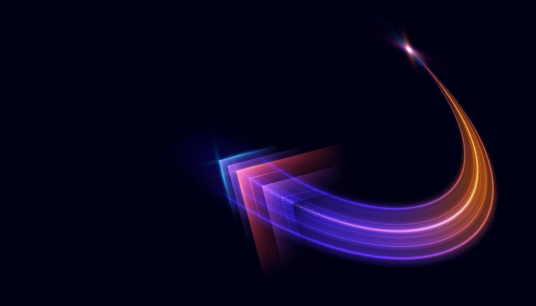 Modern abstract high-speed arrows light effect movement. A pattern of speed of light moving in an arc.  Technology futuristic dynamic motion on blue background. Movement pattern for banner. vector