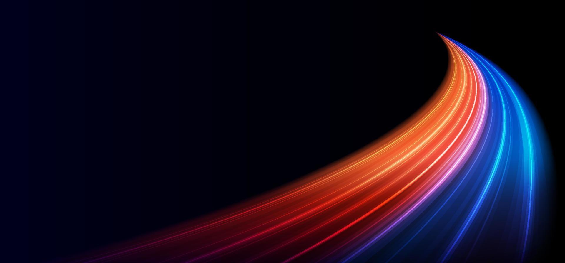 Modern abstract high-speed light effect. Abstract background with curved beams of light. Technology futuristic dynamic motion. Movement pattern for banner or poster design background concept. vector