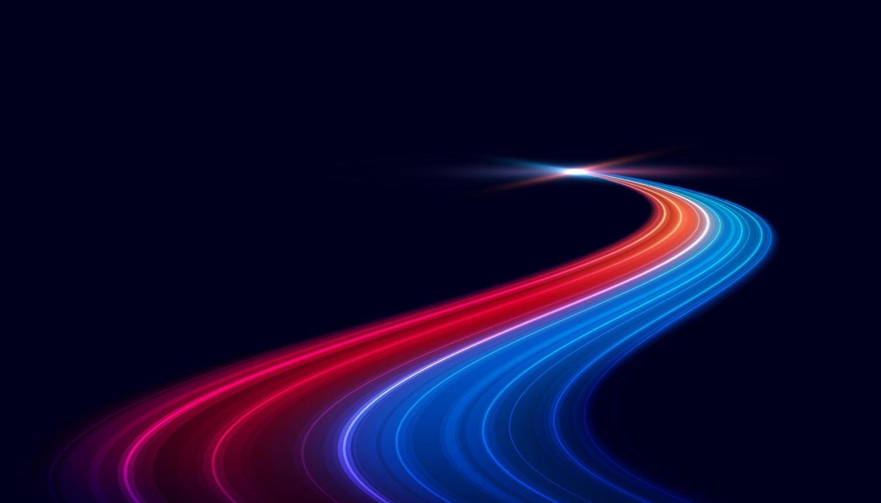 Modern abstract high-speed light effect. Abstract background with curved beams of light. Technology futuristic dynamic motion. Movement pattern for banner or poster design background concept. vector