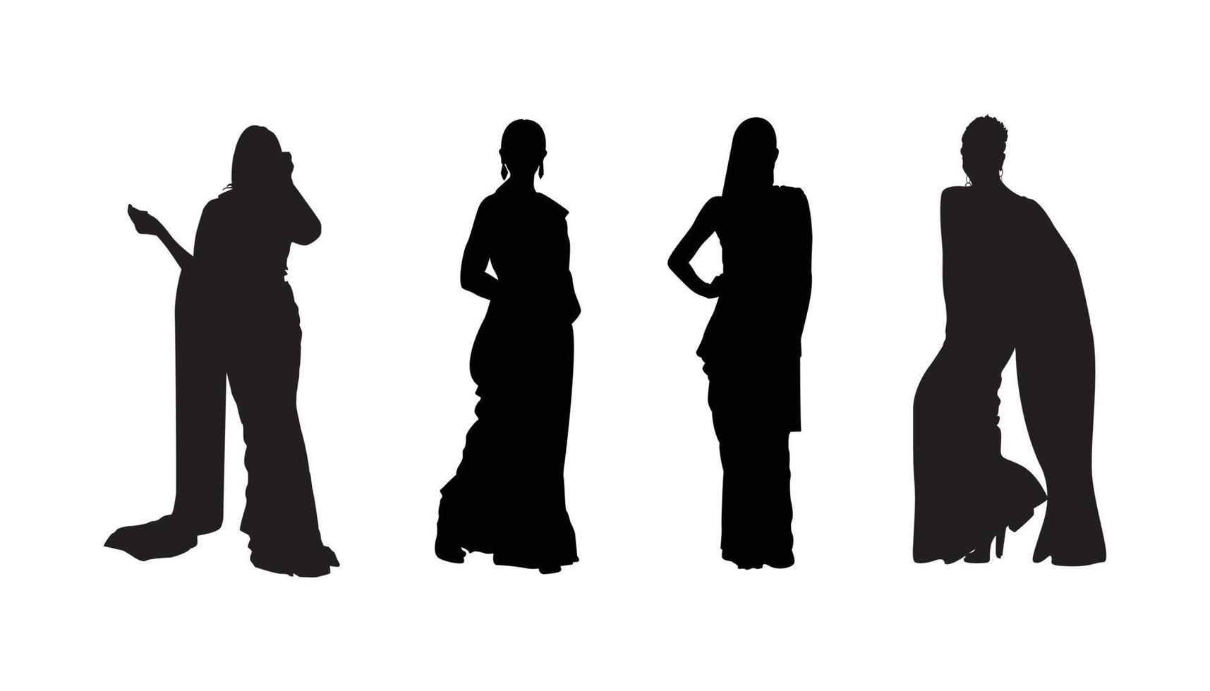 Woman in Saree Silhouette vector