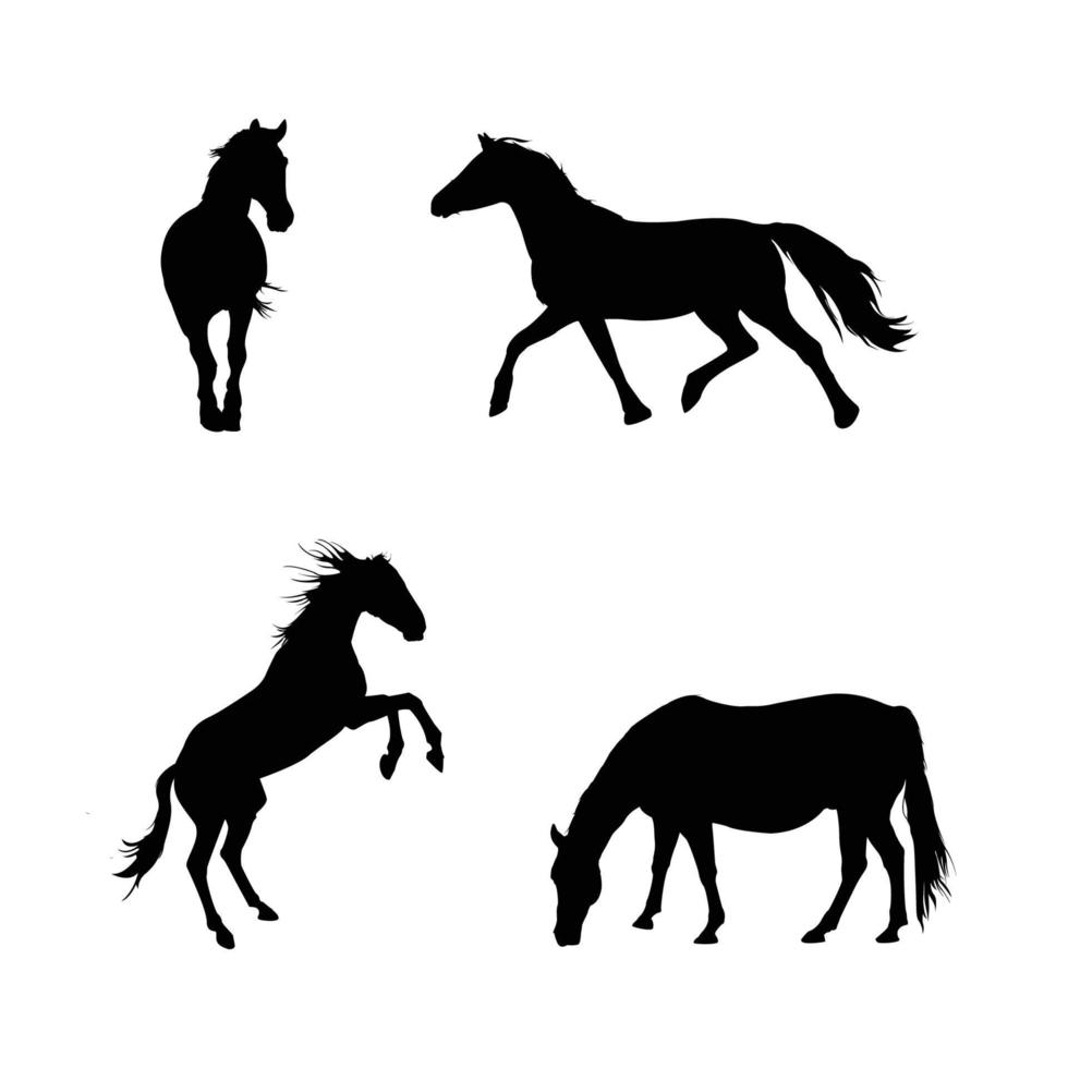 Horse poses Silhouette vector