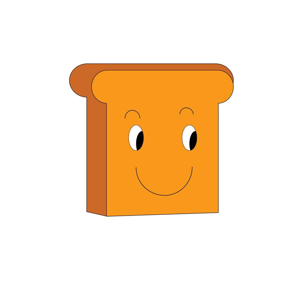 Bread of slice isolated on white background. Food concept in cartoon style. Vector stock illustration.