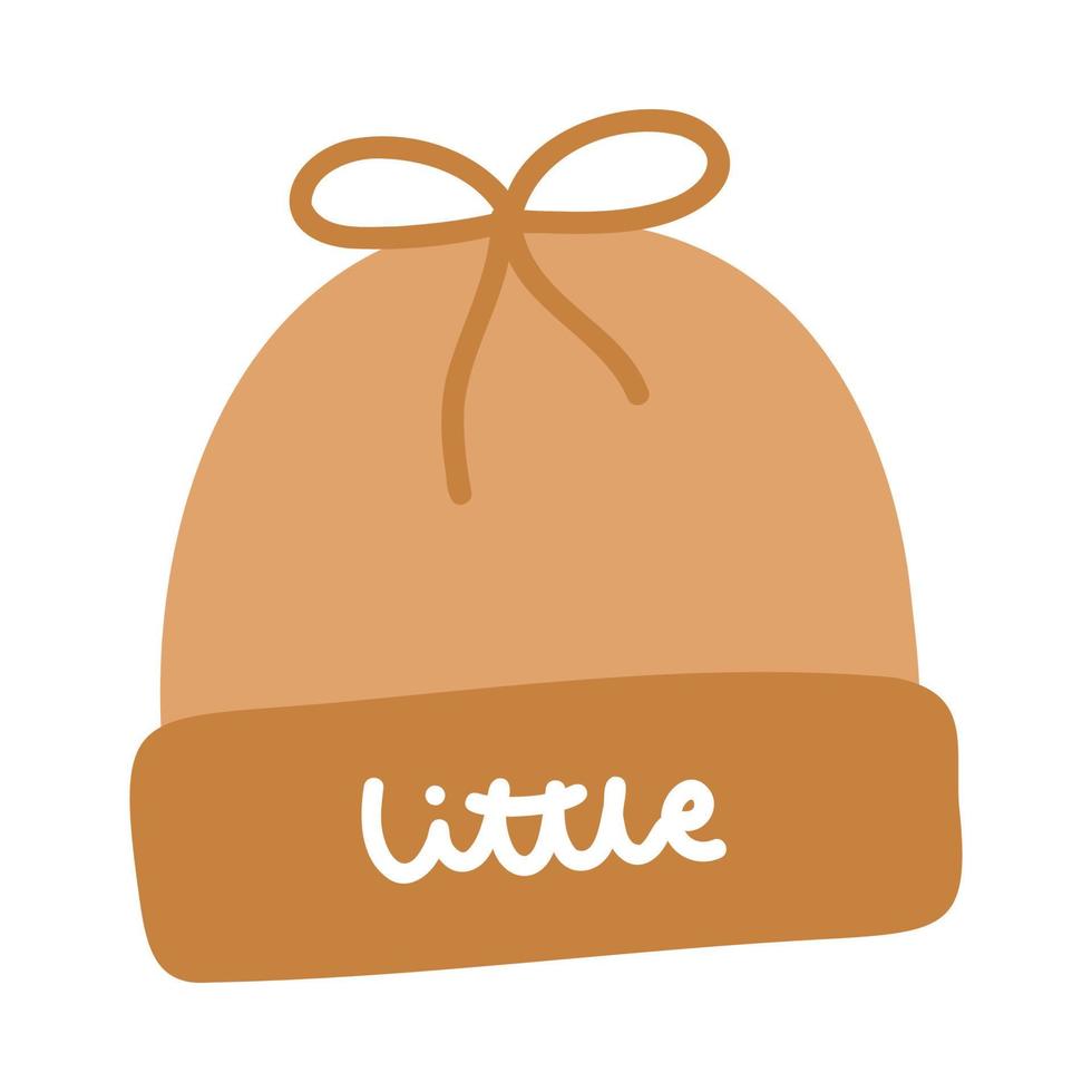 Cute baby brown hat for newborn in boho hand drawn style vector