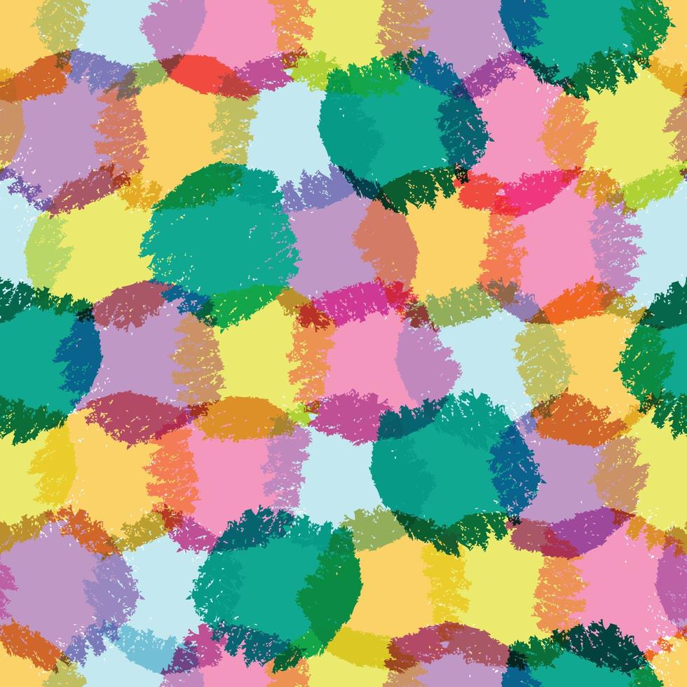 Seamless pattern with brush colorful circle. Polka dot background.  Simple stylish vector illustration