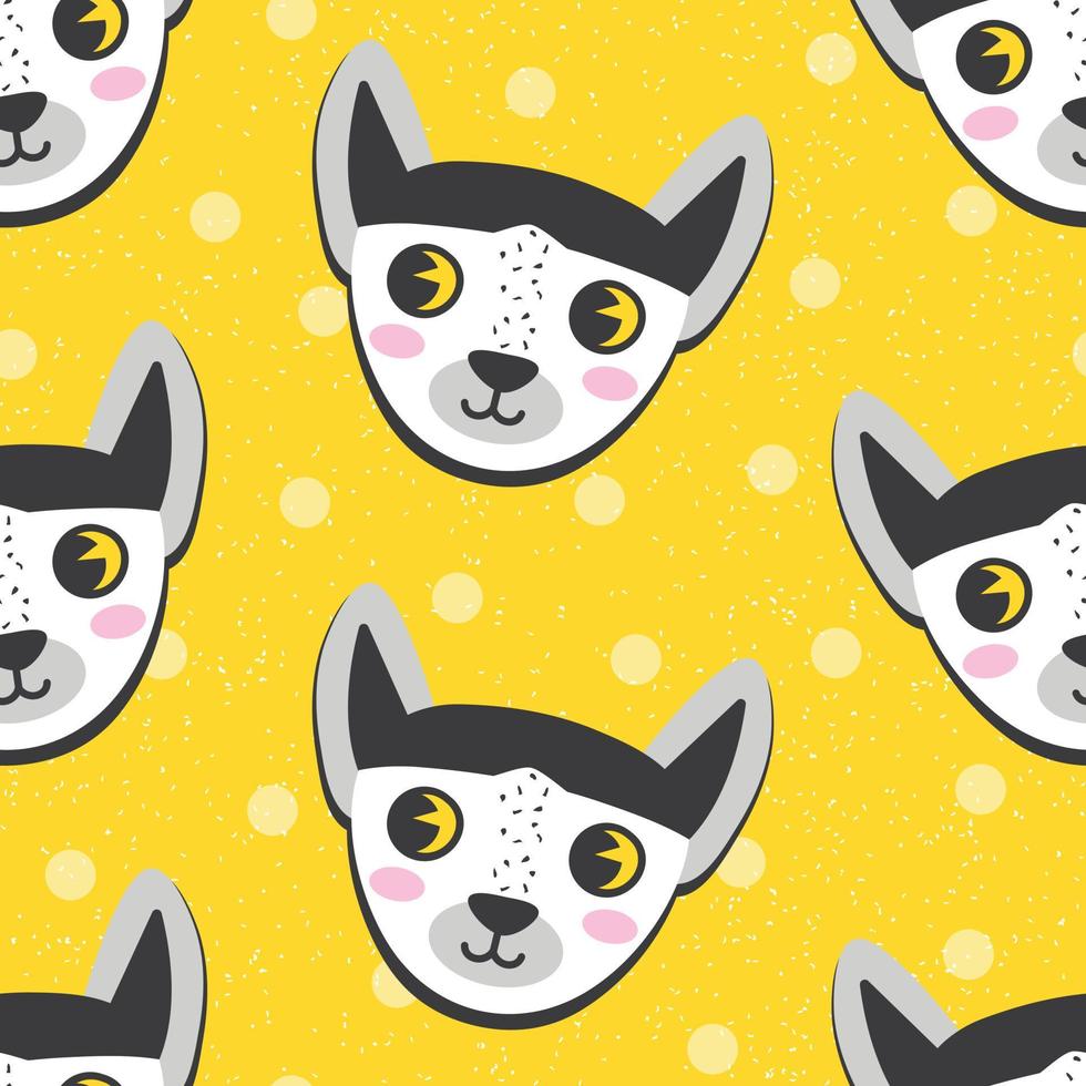 patrón sin costuras con lémur de dibujos animados sobre fondo amarillo. lindo fondo de bebé, textura de sello. ilustración vectorial vector