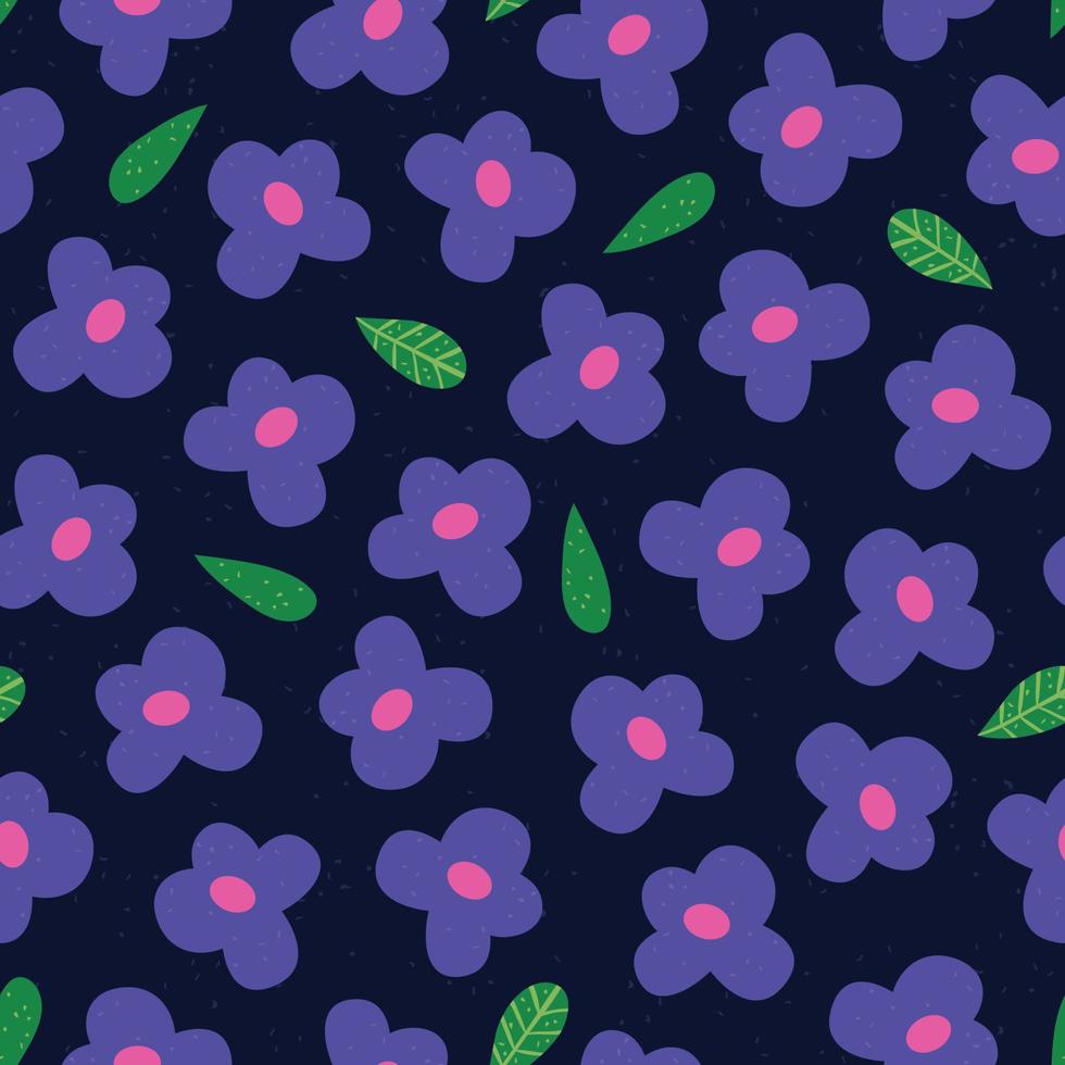 Simple seamless pattern with small flowers. Abstract floral background. Vector illustration for design, fabric and print. Craft stamp style