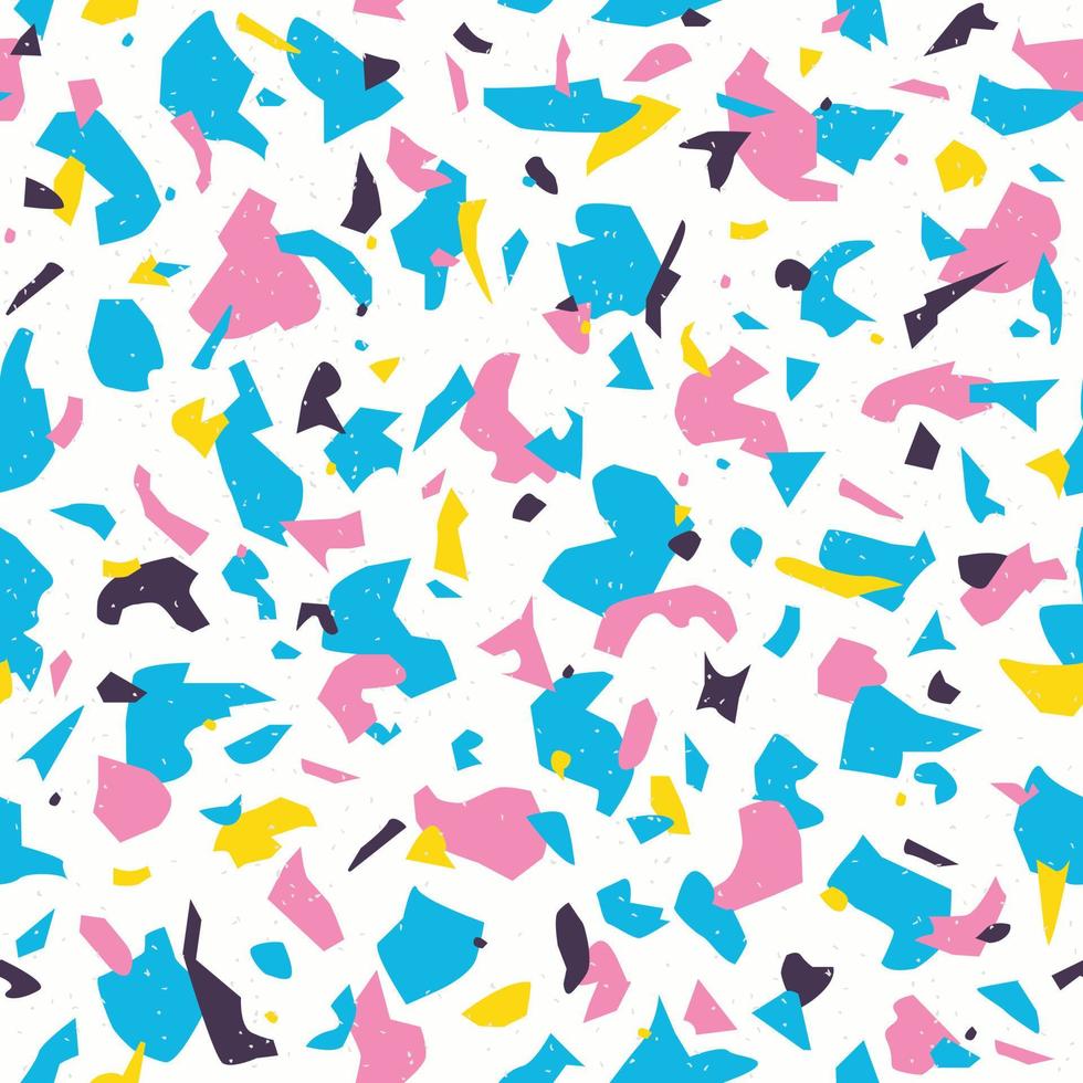 Terrazzo seamless pattern. Vector background with granite texture in memphis style. Modern mosaic surface for design, tile, paper or textile