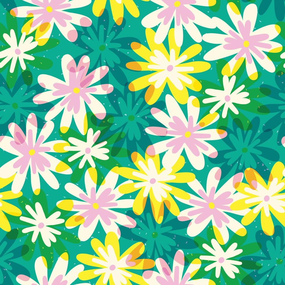 Seamless floral pattern with simple flower. Modern vector illustration. Abstract background for design, fabric and print