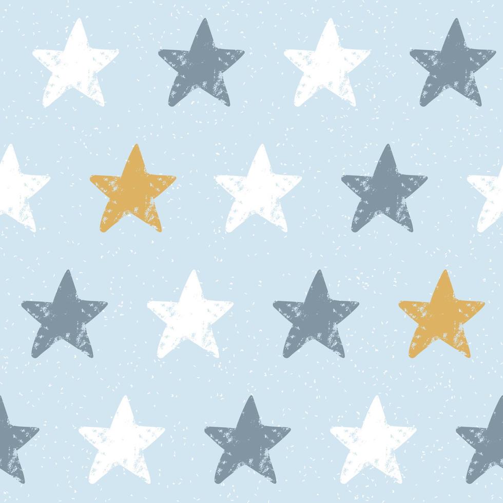 lindo bebé de patrones sin fisuras con estrellas dibujadas a mano. fondo de textura de sello escandinavo. ilustración vectorial para regalo, diseño e impresión vector