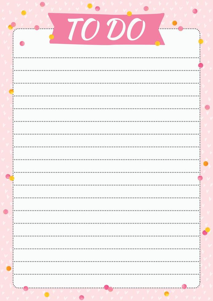 List TO DO with watercolor sparkles on black background. Layout sheet with place for notes and thinks. Vector template page for print, office, school