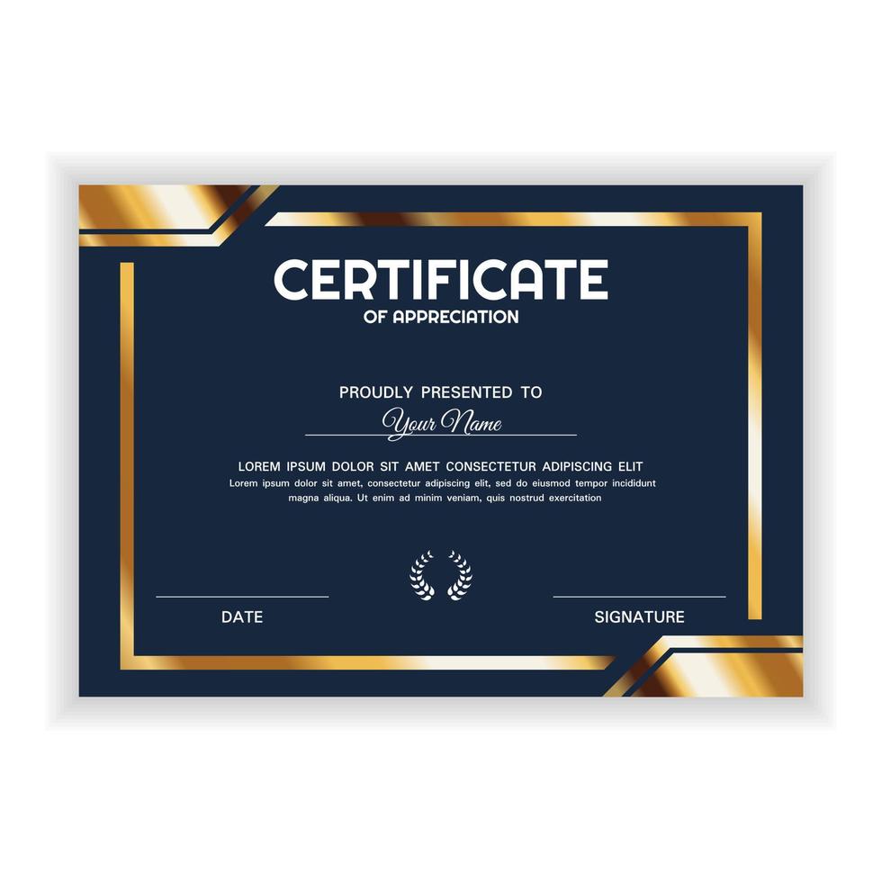 Creative Golden Certificate of Appreciation Award Template vector