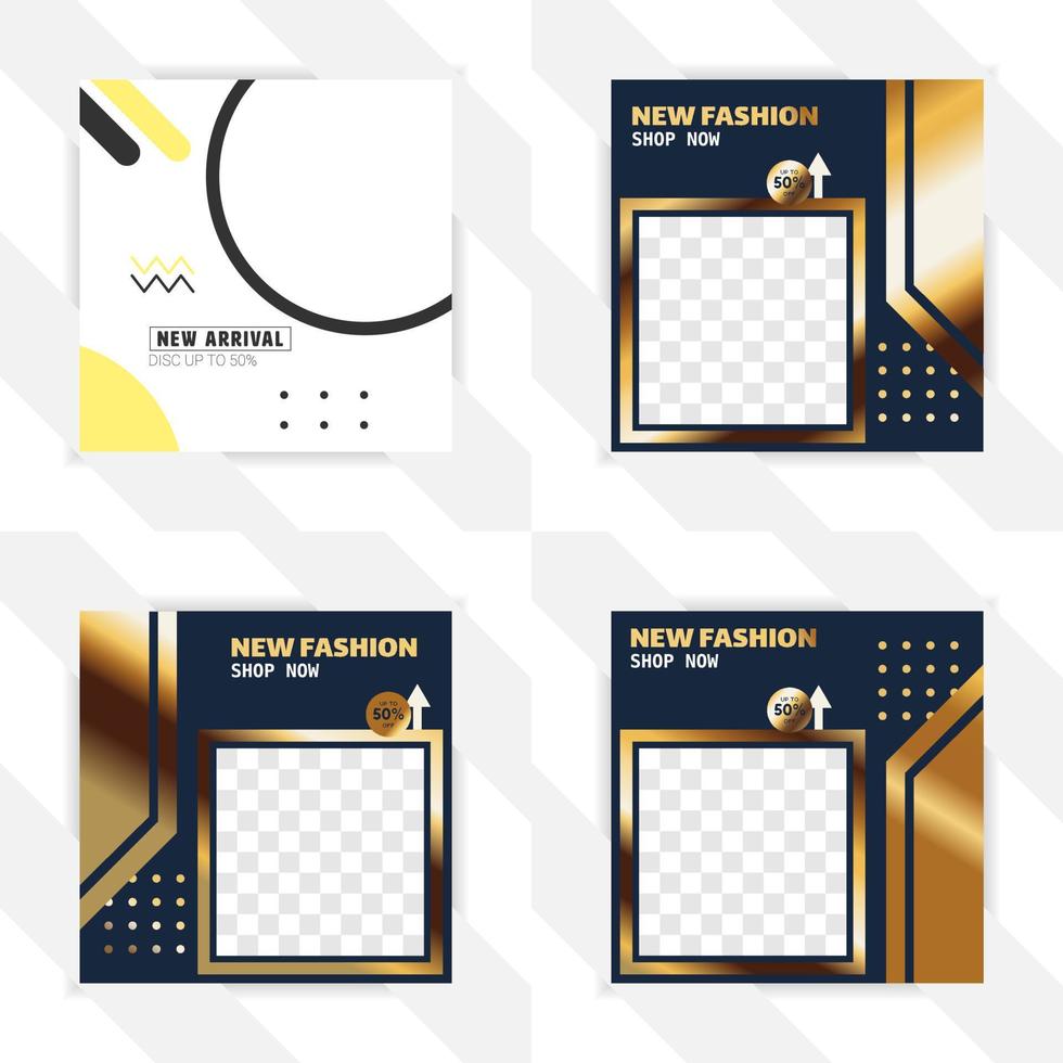 bundle of square media social templates vector