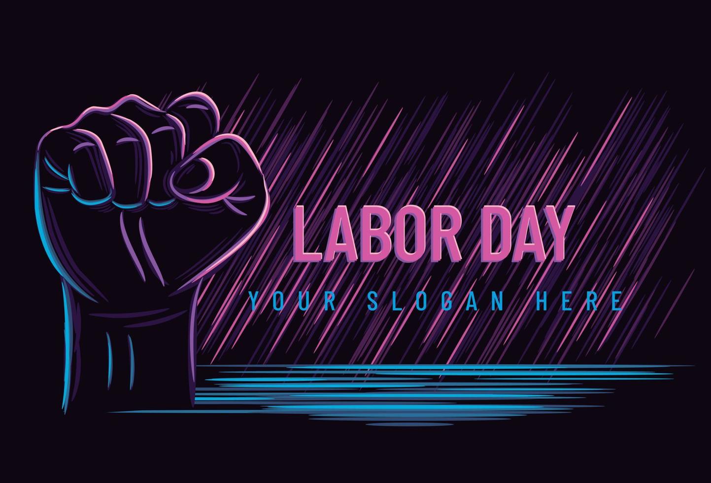 Labour day poster or banner with clenched fist. vector illustration