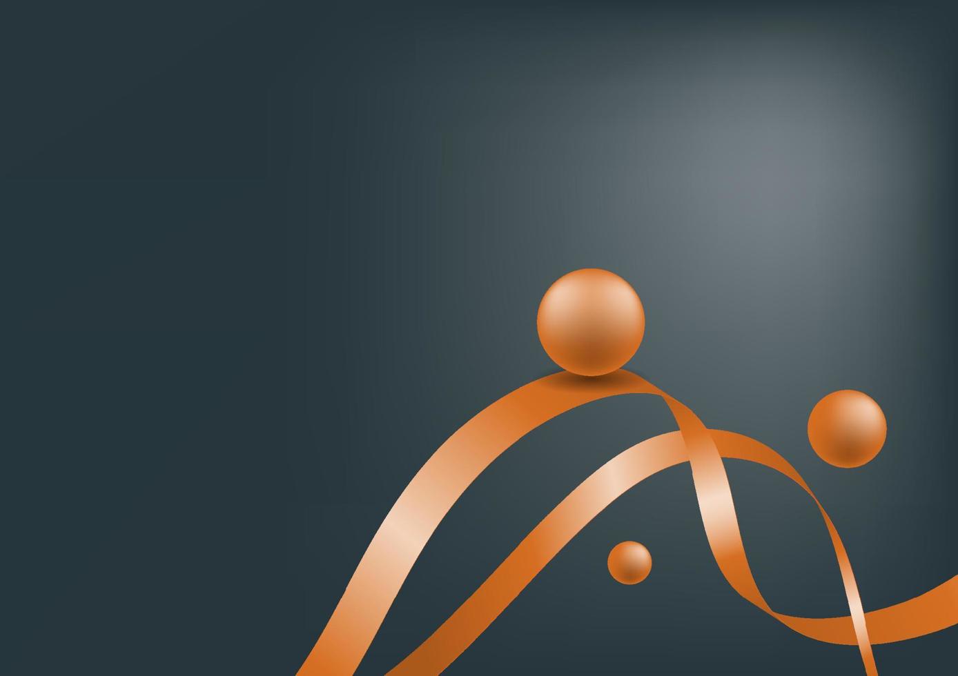 Abstract orange ribbons and balls background. vector