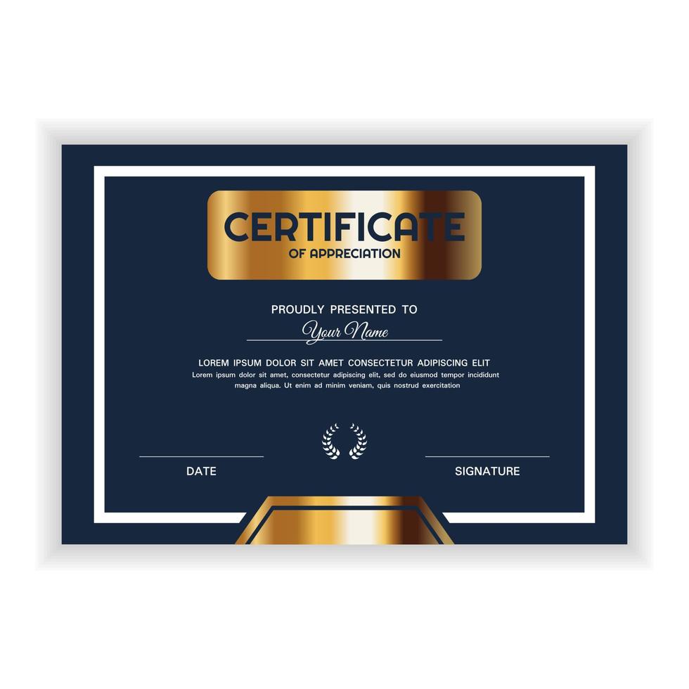 Creative Golden Certificate of Appreciation Award Template vector