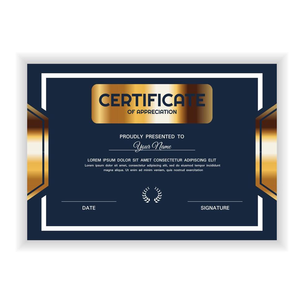 Creative Golden Certificate of Appreciation Award Template vector