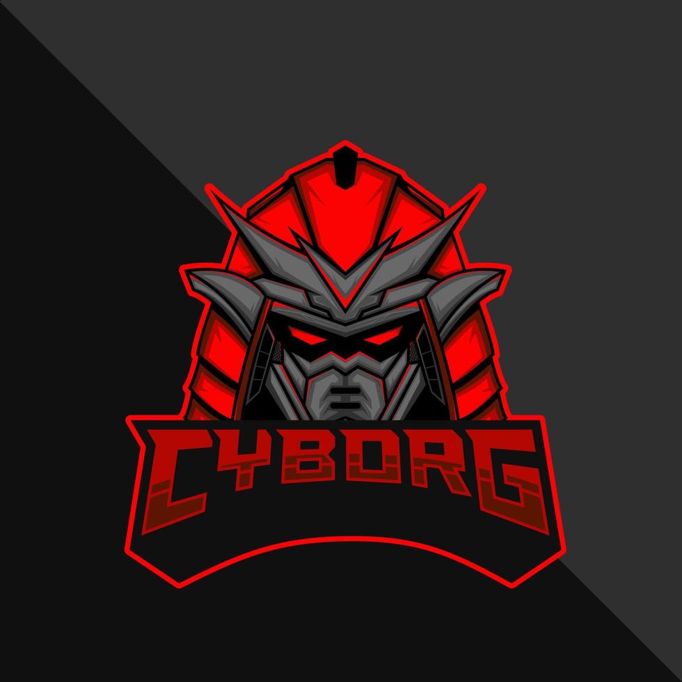 Cyborg Robot e-Sports Mascot Logo. Vector Illustration