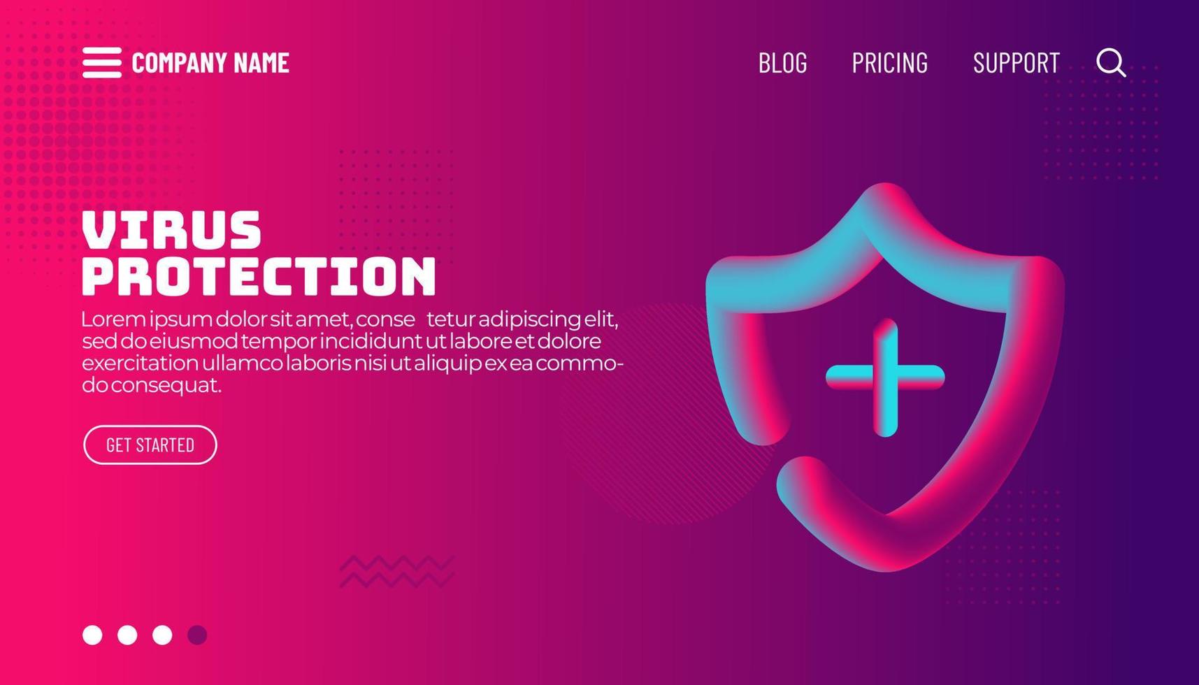 virus protection concept. 3d fluid shape forms a shield. Modern flat web landing page design template. Vector illustration