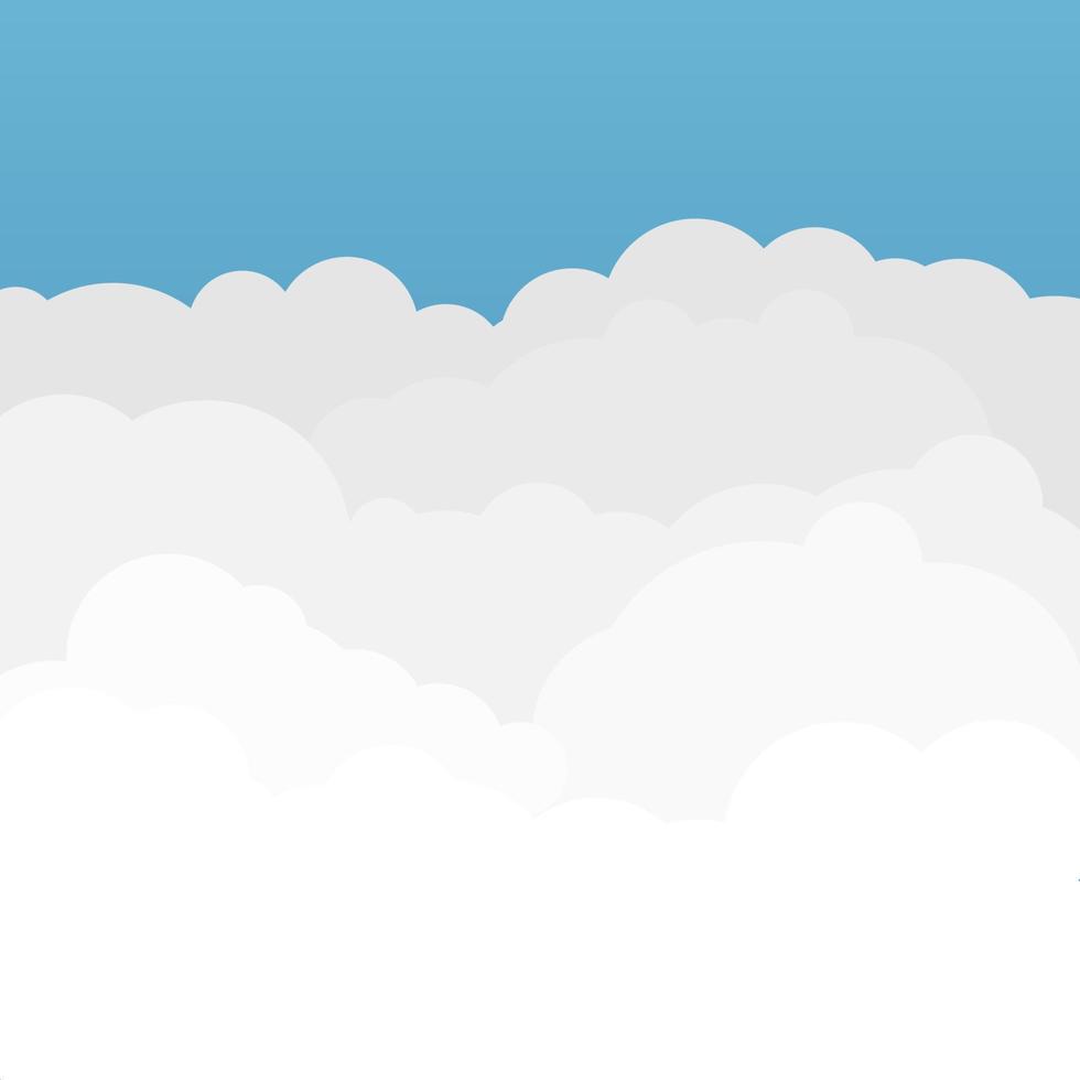 Cloudscape de dibujos animados de vector con fondo de cielo azul