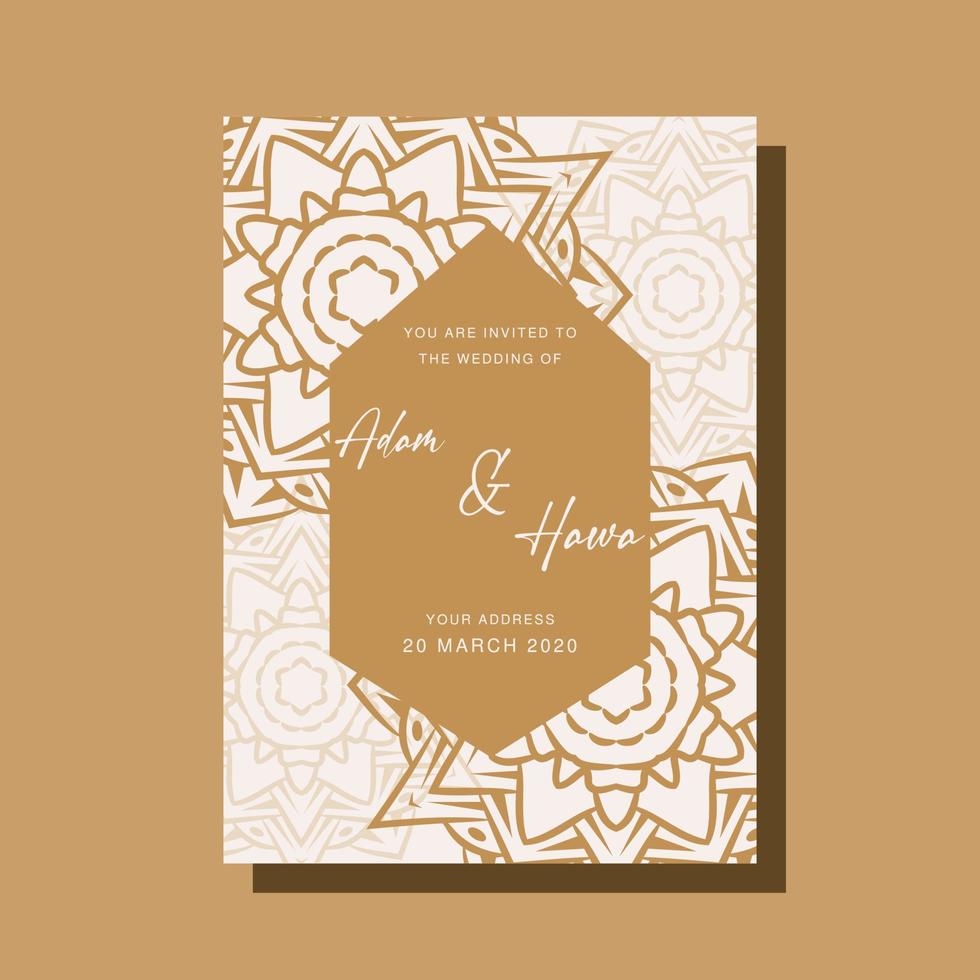 plantillas de tarjetas de invitación de boda con adornos de mandala vector
