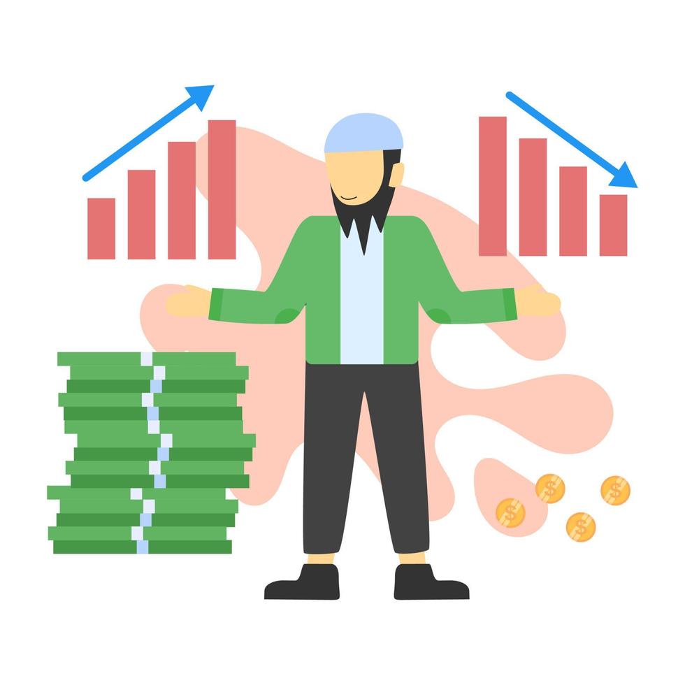 muslim Businessman character. Vector illustration. Flat design style