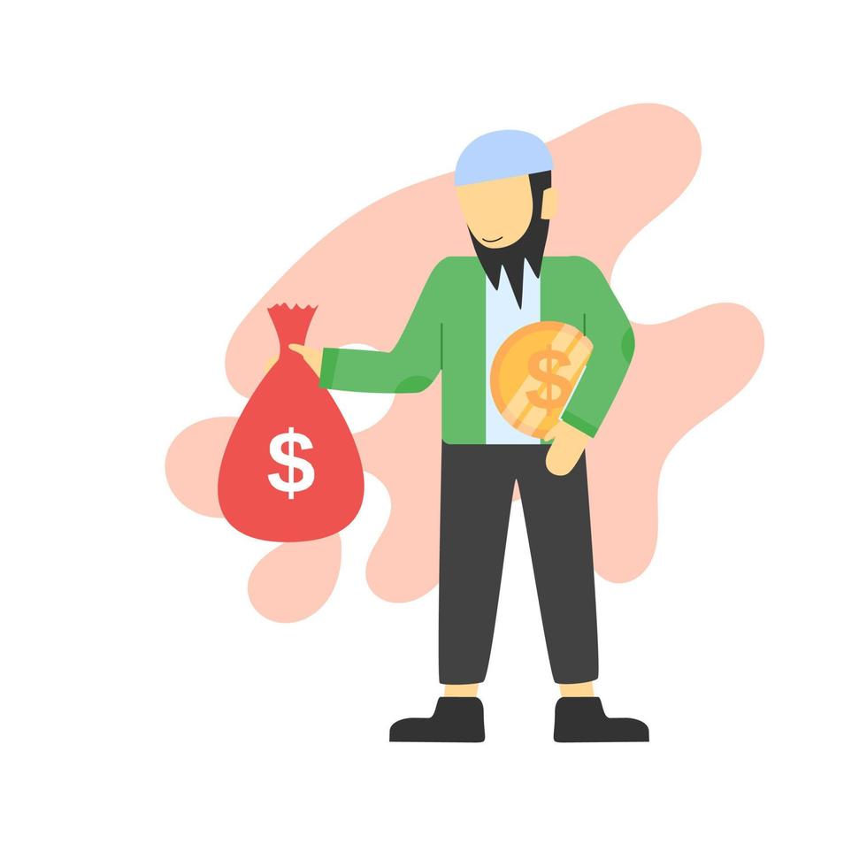 personaje de hombre de negocios musulmán. ilustración vectorial estilo de diseño plano vector