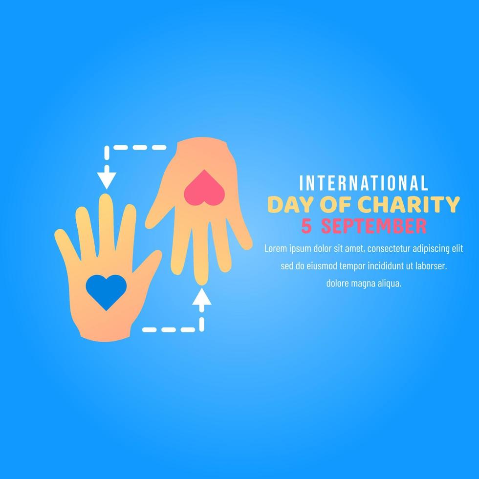 International Day of Charity, 5 September. donate conceptual illustration vector