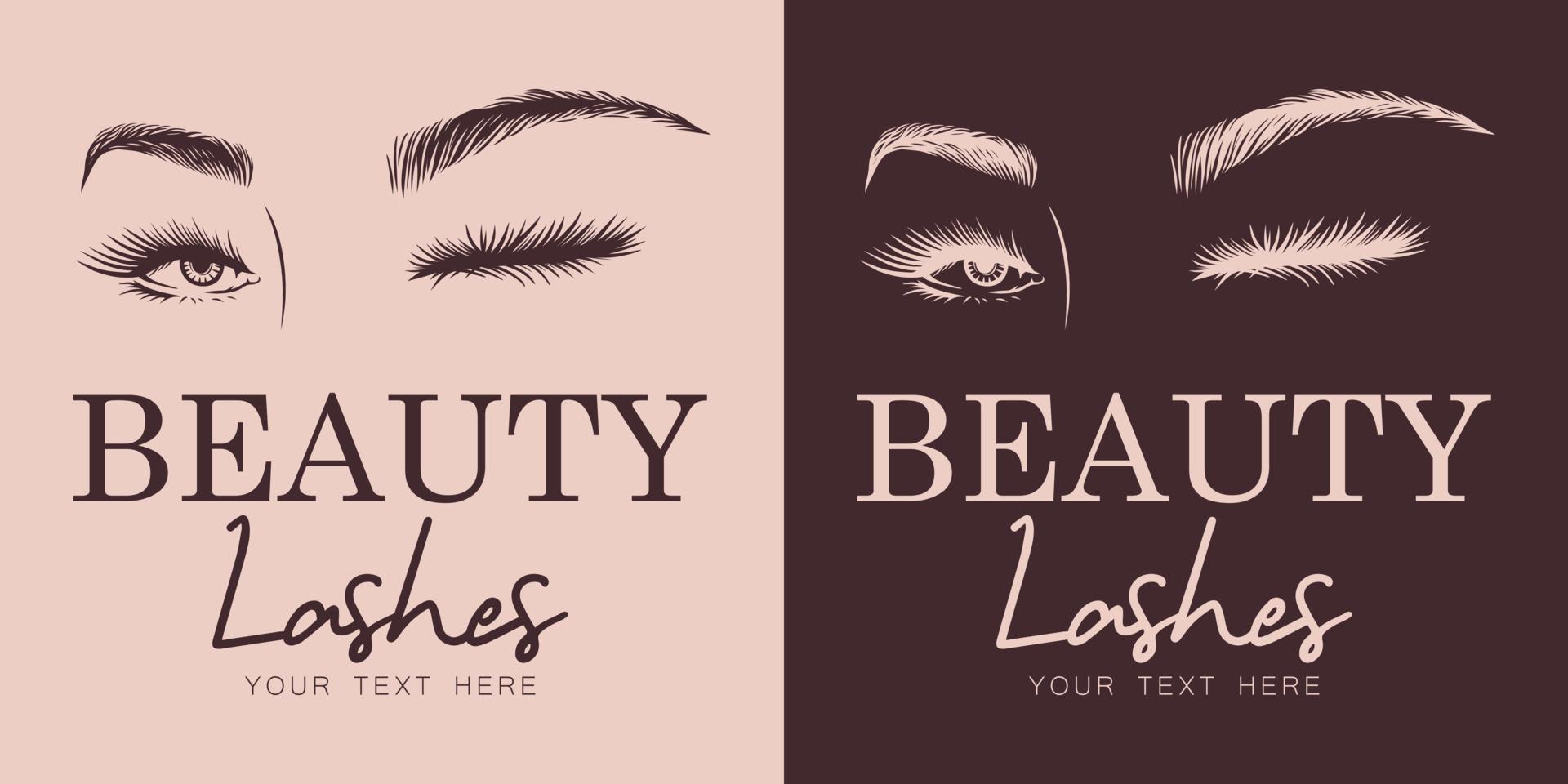 Beautiful woman eyelashes vector line art logo